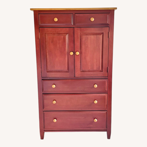 Used Ethan Allen Country Colors Red Wood Armoire for sale on AptDeco