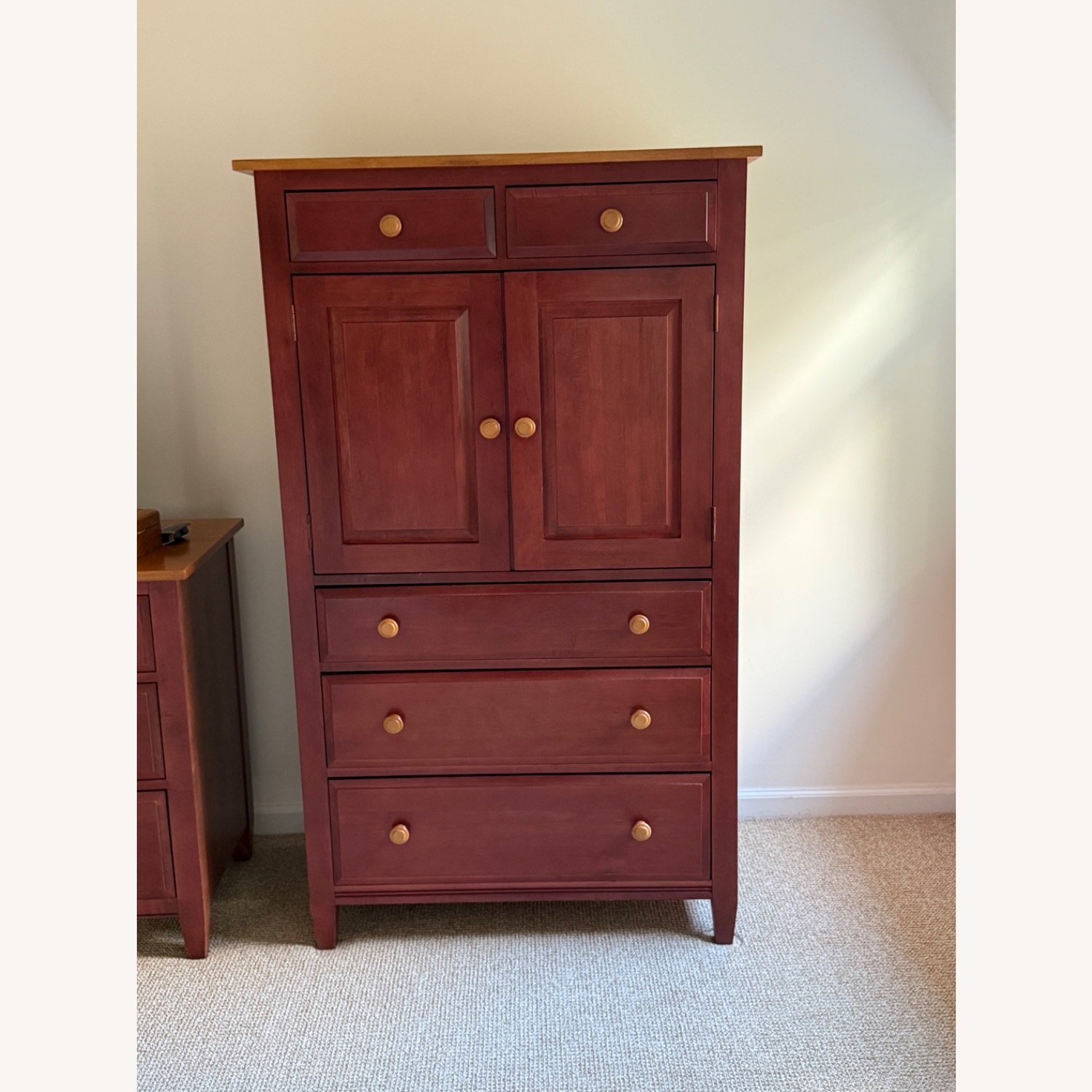 Ethan Allen Country Colors Red Wood Armoire - image-1