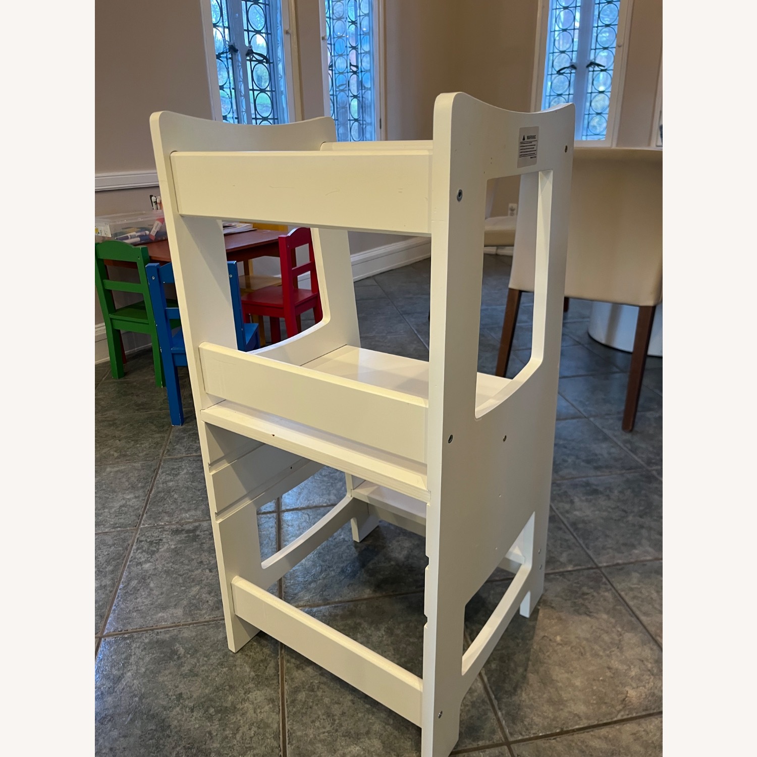 White Wood Stool - image-2