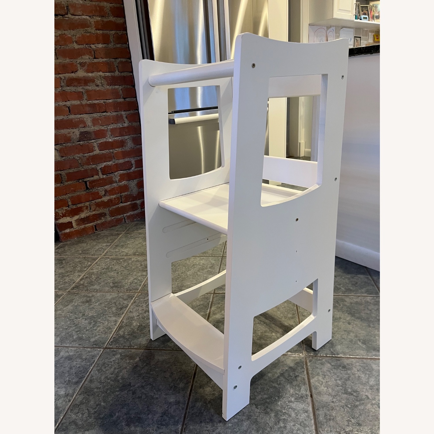 White Wood Stool - image-1