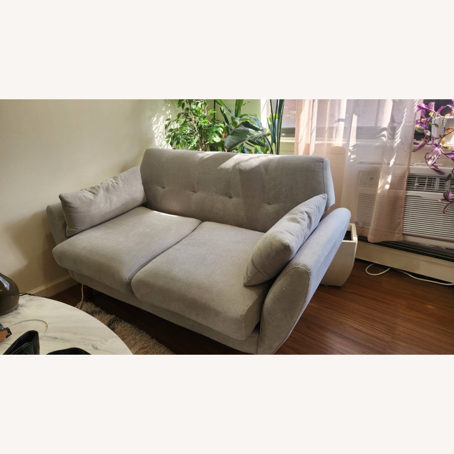 Light Gray Fabric Loveseat - image-2