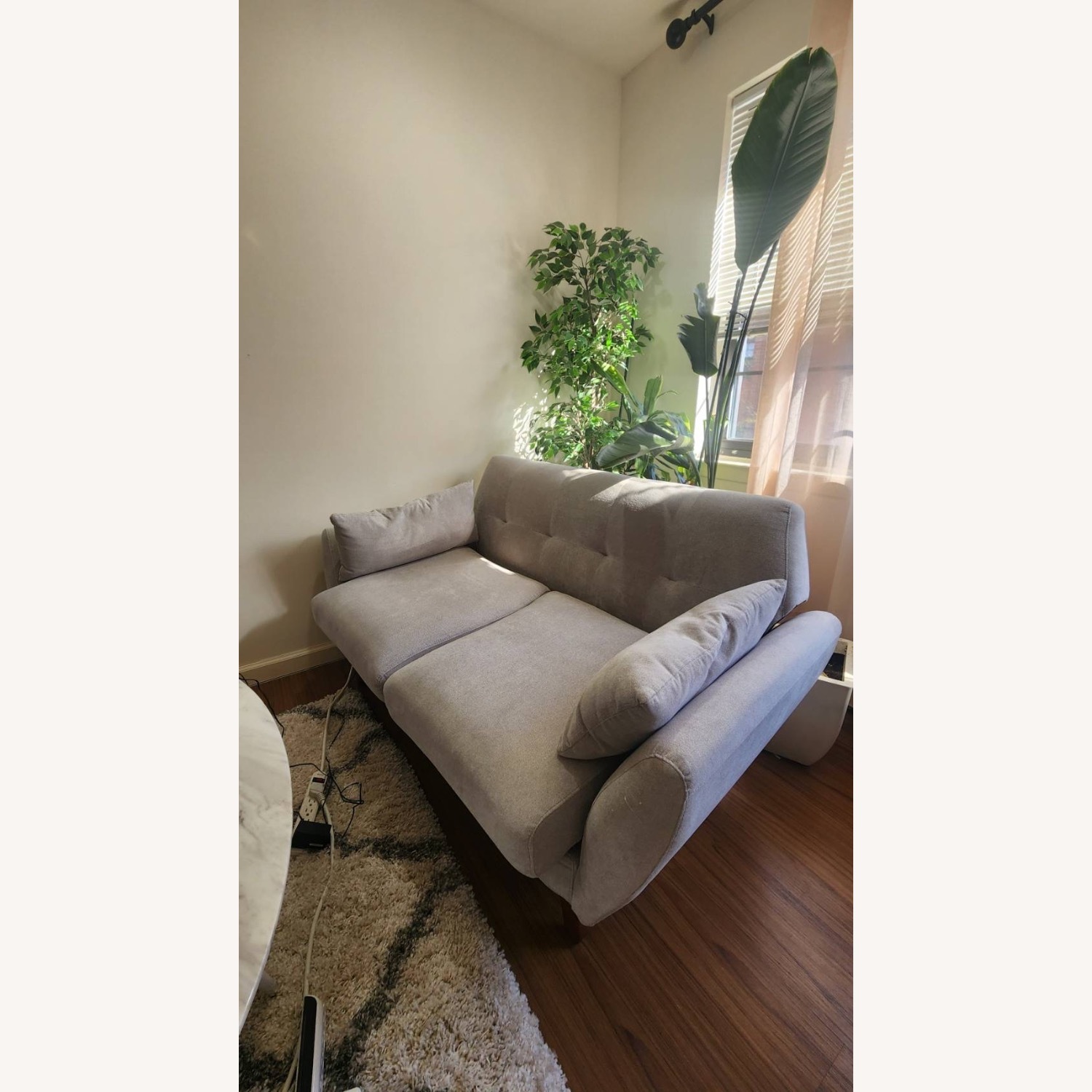 Light Gray Fabric Loveseat - image-3