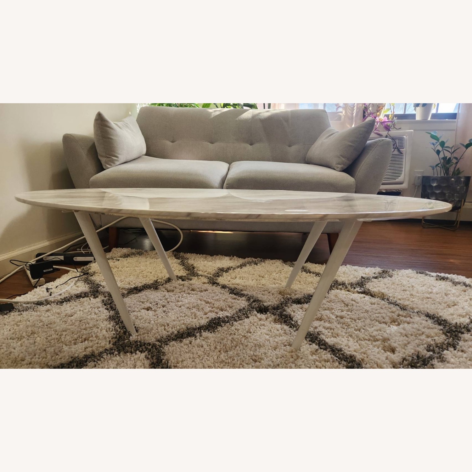 Light Gray Fabric Loveseat - image-1