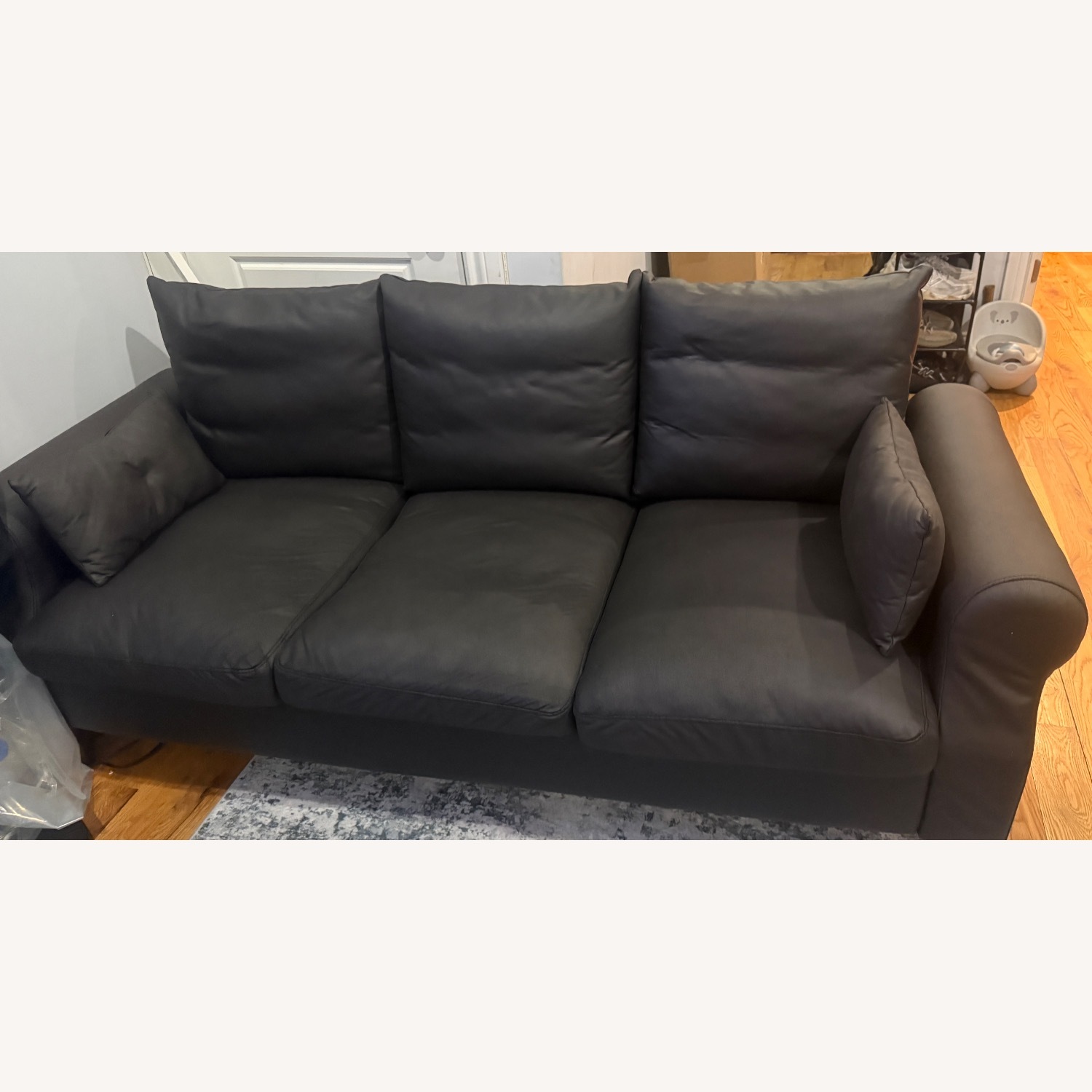Dark Gray Leather 2 Seater Sofa - image-2