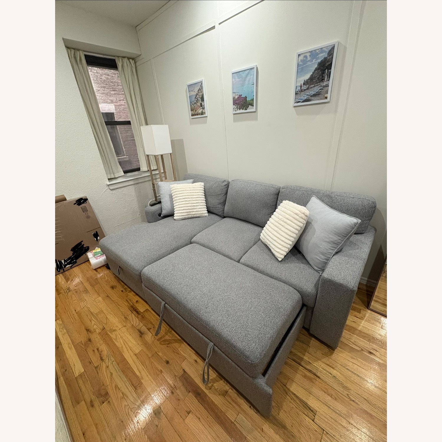 Bob's Discount Furniture Playday Gray 93'' 2 Piece Left Arm Facing Pop-Up Sleeper  - image-3