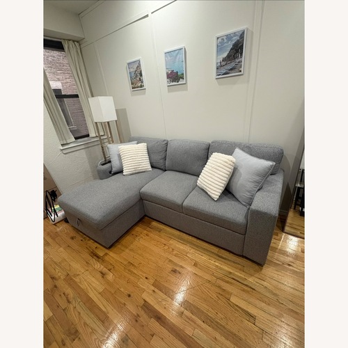 Used Bob's Discount Furniture Playday Gray 93'' 2 Piece Left Arm Facing Pop-Up Sleeper  for sale on AptDeco