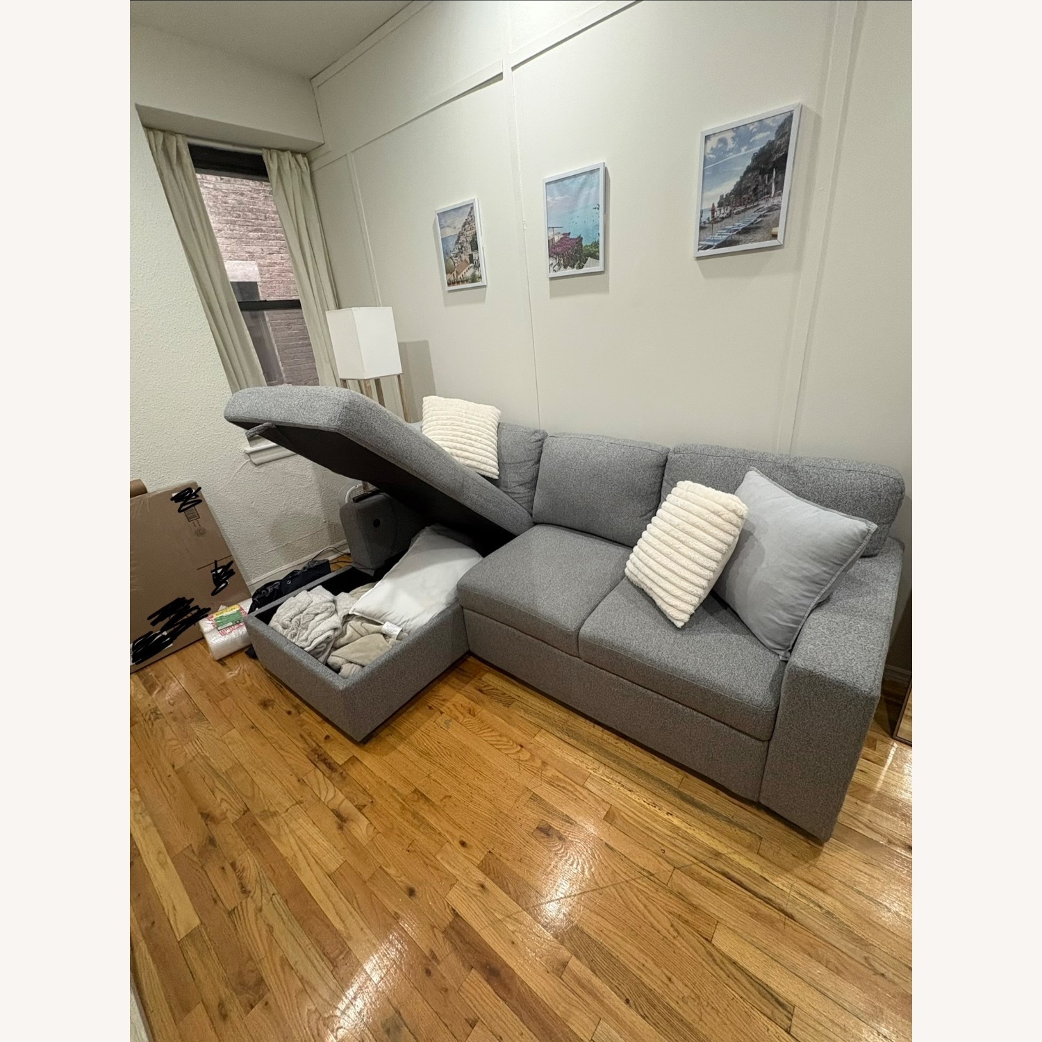 Bob's Discount Furniture Playday Gray 93'' 2 Piece Left Arm Facing Pop-Up Sleeper  - image-4