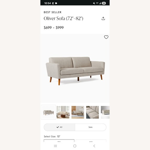 Used West Elm Light Gray Fabric 2 Seater Sofa for sale on AptDeco