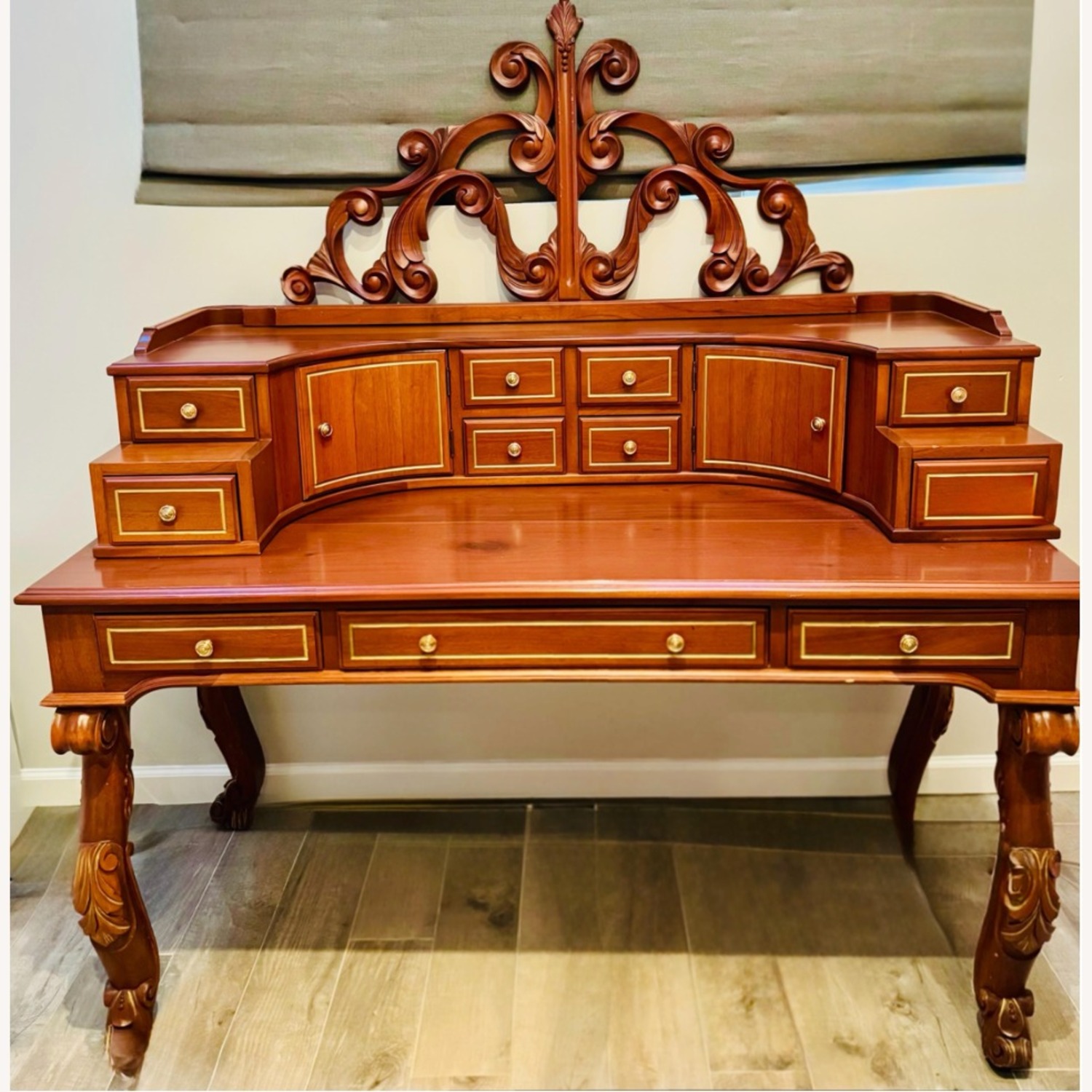 Light Brown Wood Desk - image-1