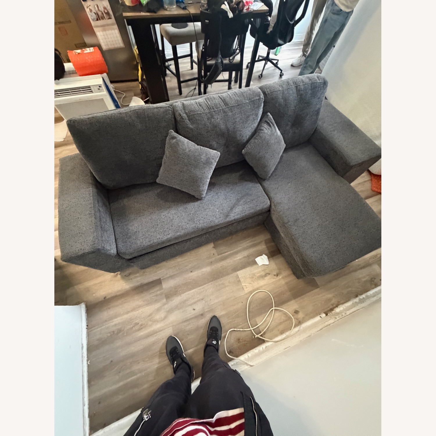 Amazon Fleiks Dark Gray Velvet 3+ Piece Sectional - image-2