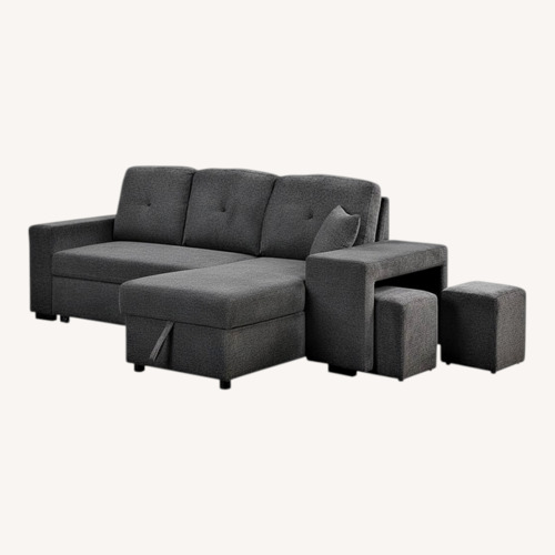 Used Amazon Fleiks Dark Gray Velvet 3+ Piece Sectional for sale on AptDeco