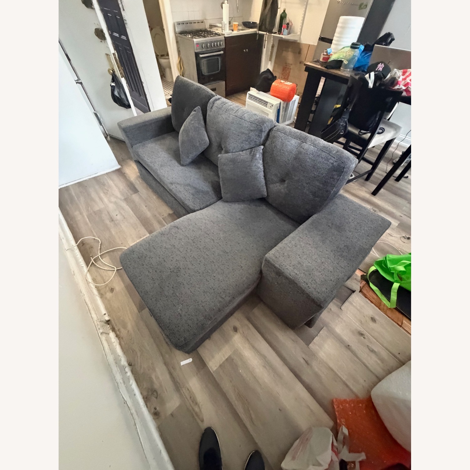 Amazon Fleiks Dark Gray Velvet 3+ Piece Sectional - image-3