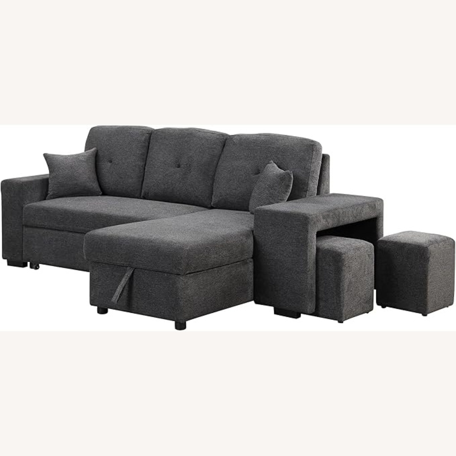 Amazon Fleiks Dark Gray Velvet 3+ Piece Sectional - image-4