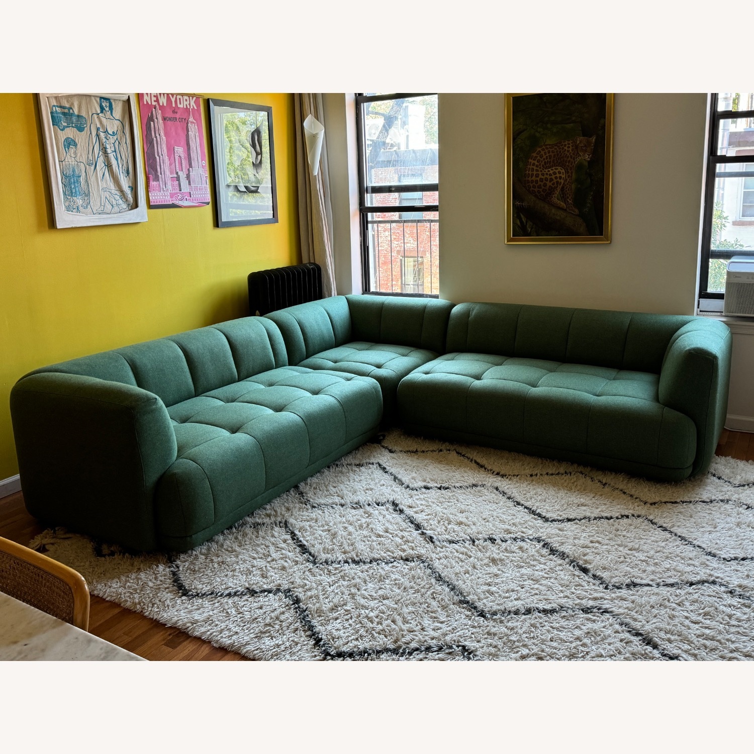 Hay Quilton Green Fabric 3+ Piece Sectional - image-1