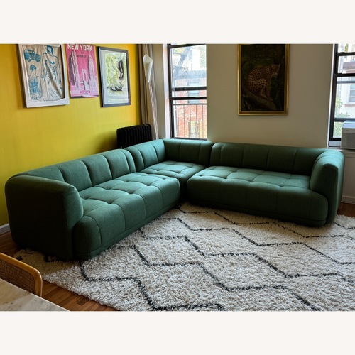 Used Hay Quilton Green Fabric 3+ Piece Sectional for sale on AptDeco