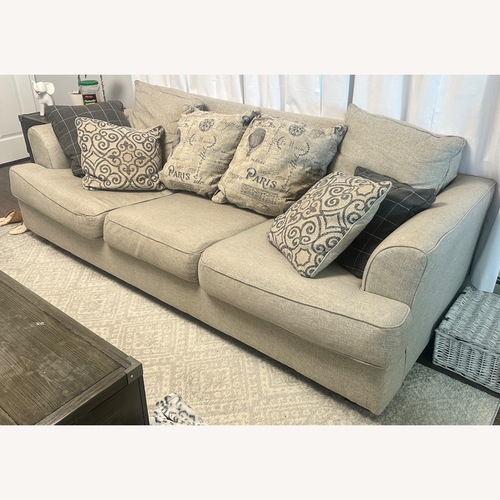 Used  Ashley Velletri Chenille Stylish Sofa with 4 Accent Pillows for sale on AptDeco