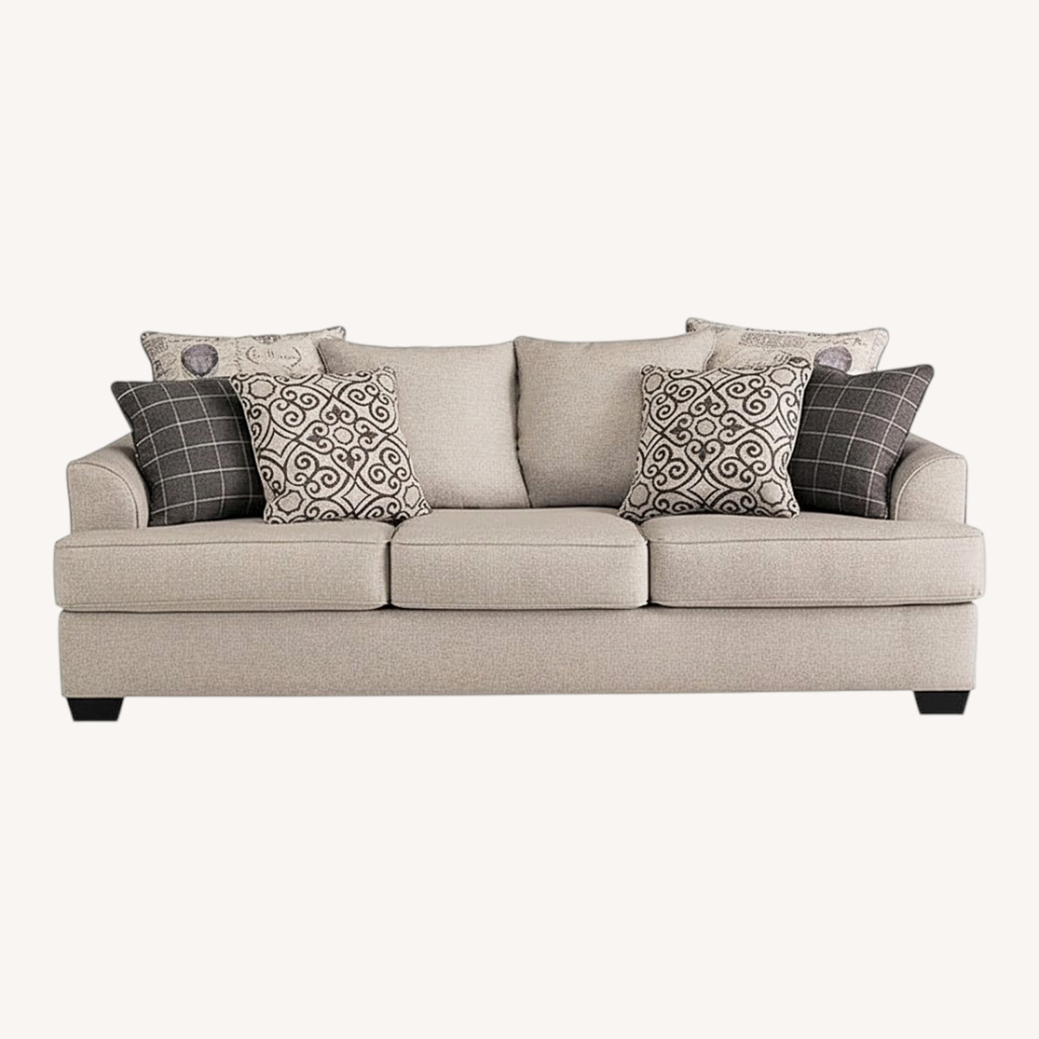 Ashley Velletri Chenille Stylish Sofa with 4 Accent Pillows - image-0