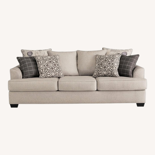 Used Ashley Velletri Chenille Stylish Sofa with 4 Accent Pillows for sale on AptDeco