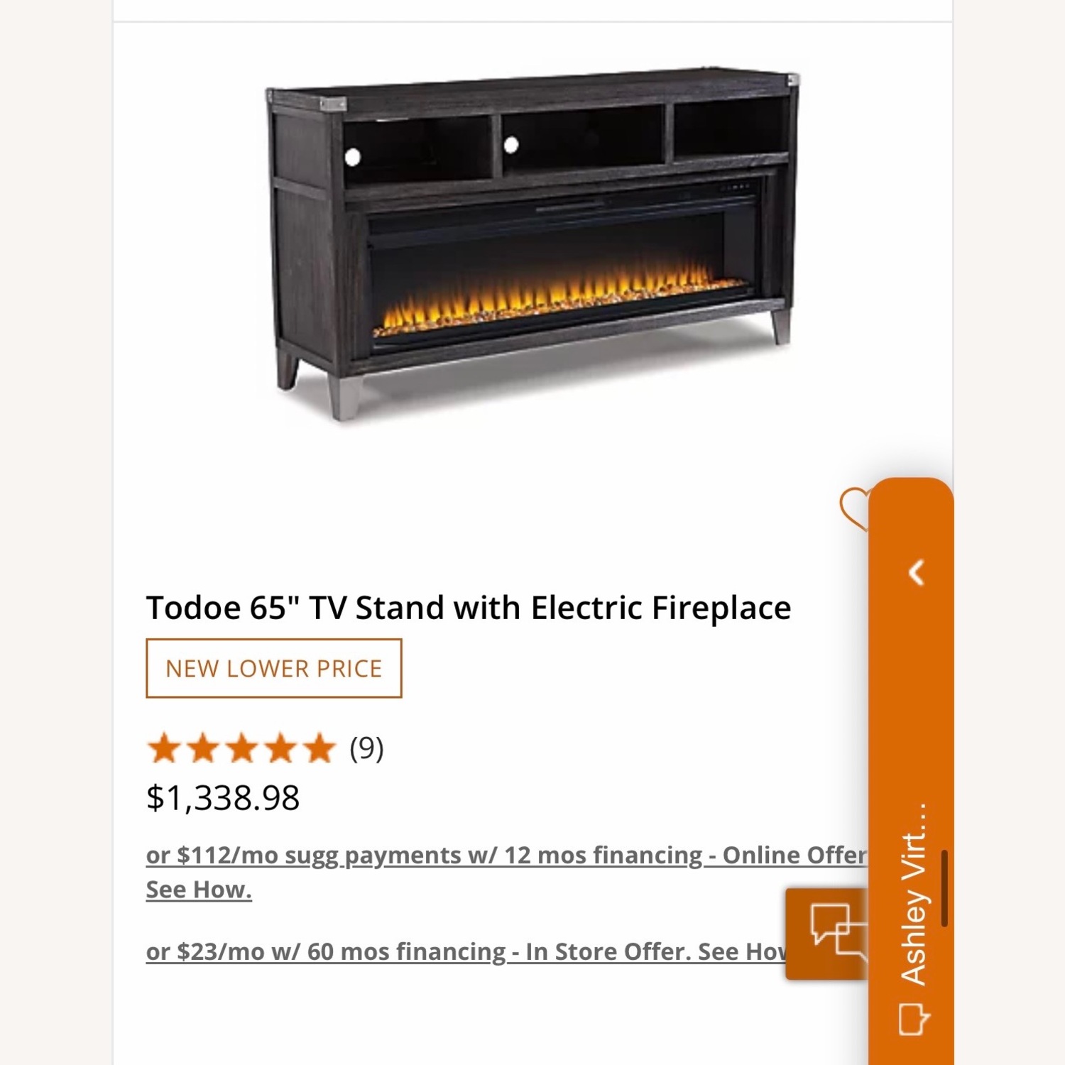 Ashley Furniture Todoe 65" TV Stand with Electric Fireplace - image-3