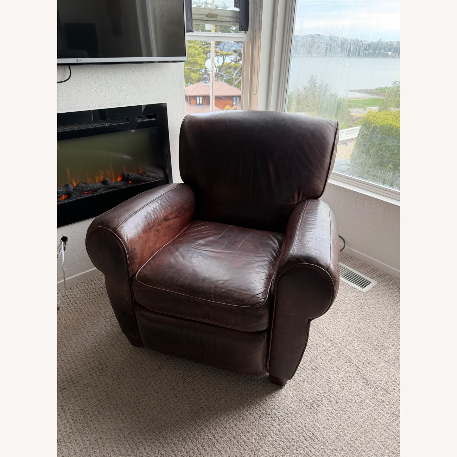 Vintage/Antique Dark Brown Leather Recliner - image-1