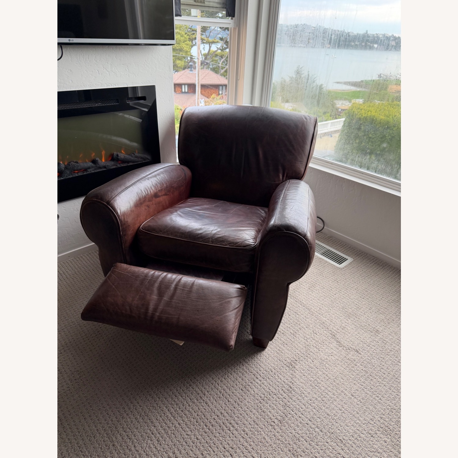 Vintage/Antique Dark Brown Leather Recliner - image-5