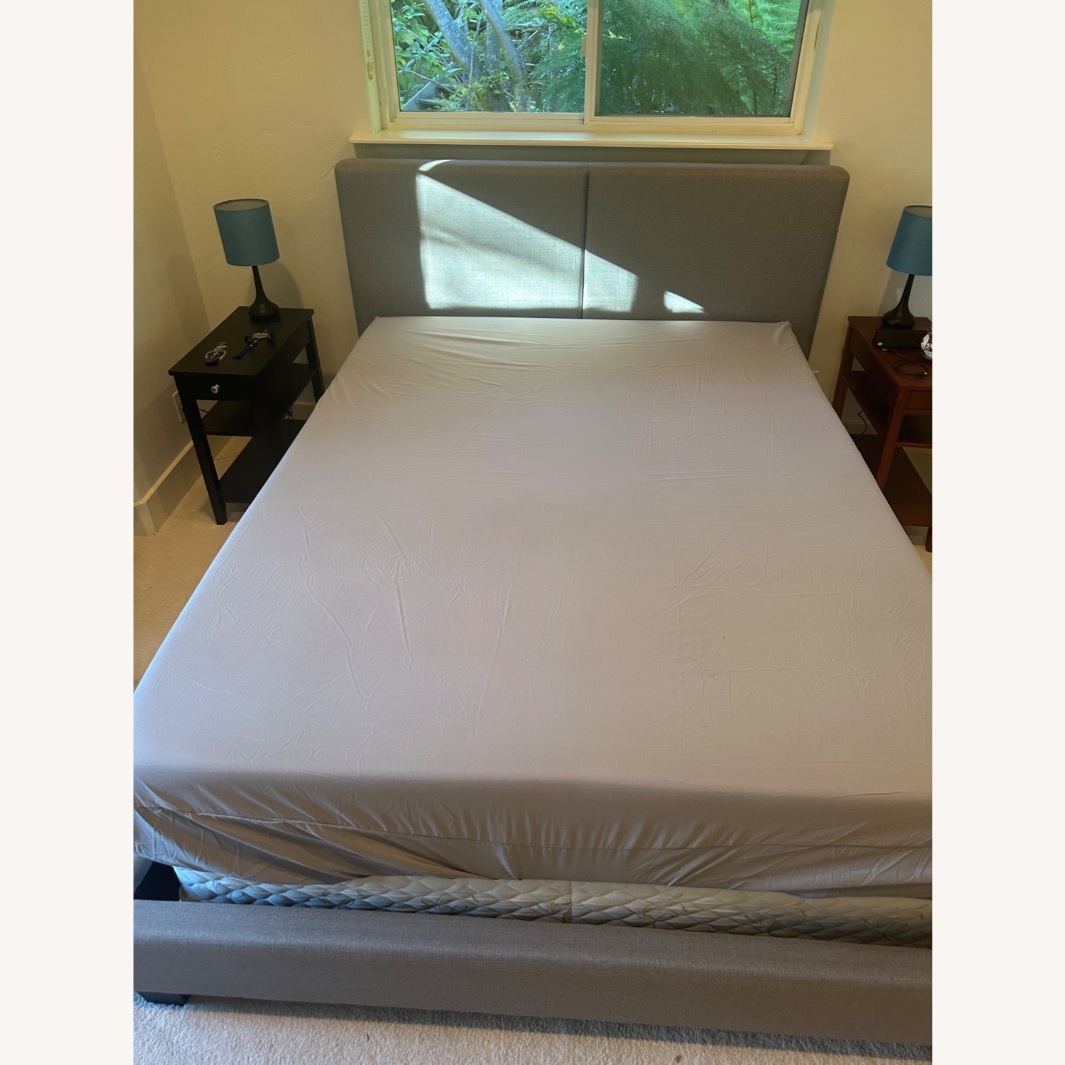 Living Spaces Light Gray Fabric Queen Bed - image-1