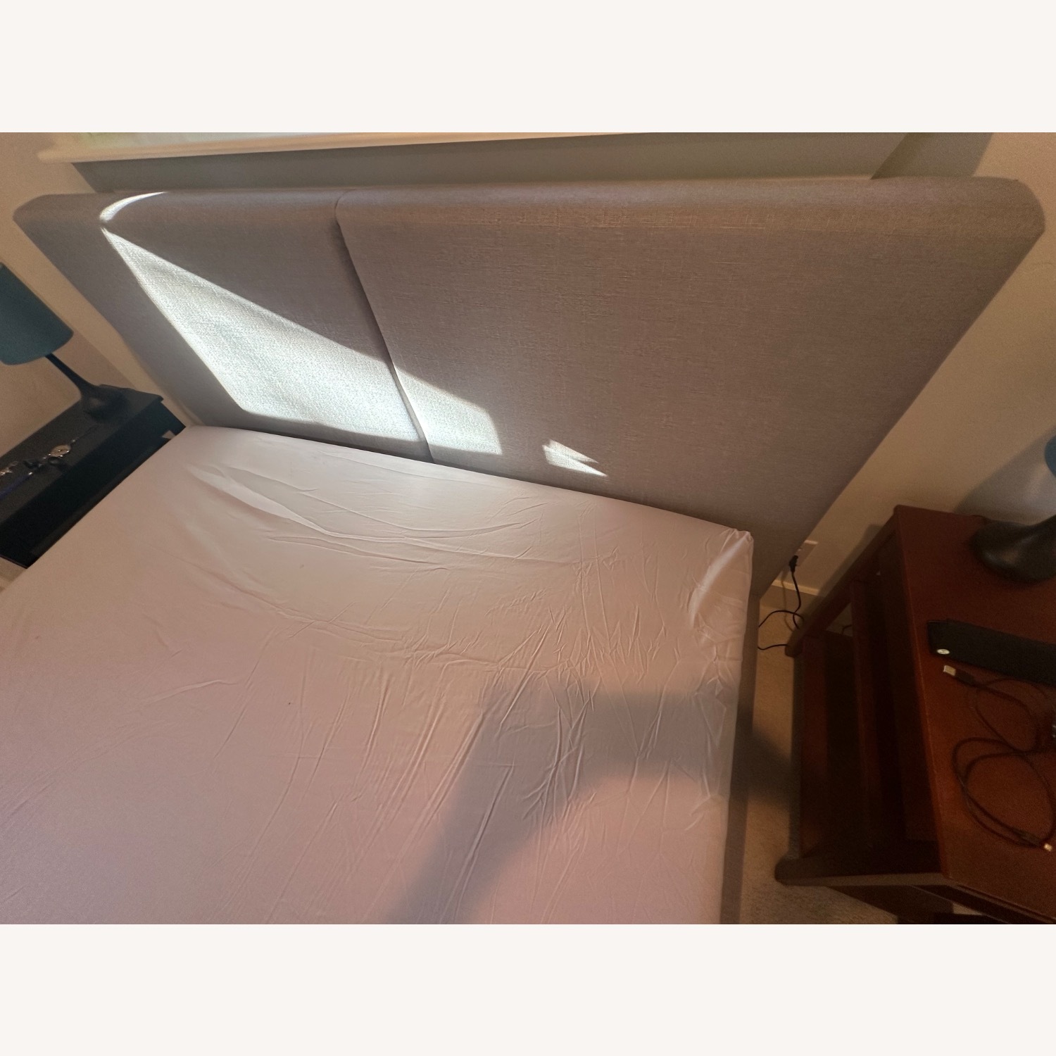 Living Spaces Light Gray Fabric Queen Bed - image-2