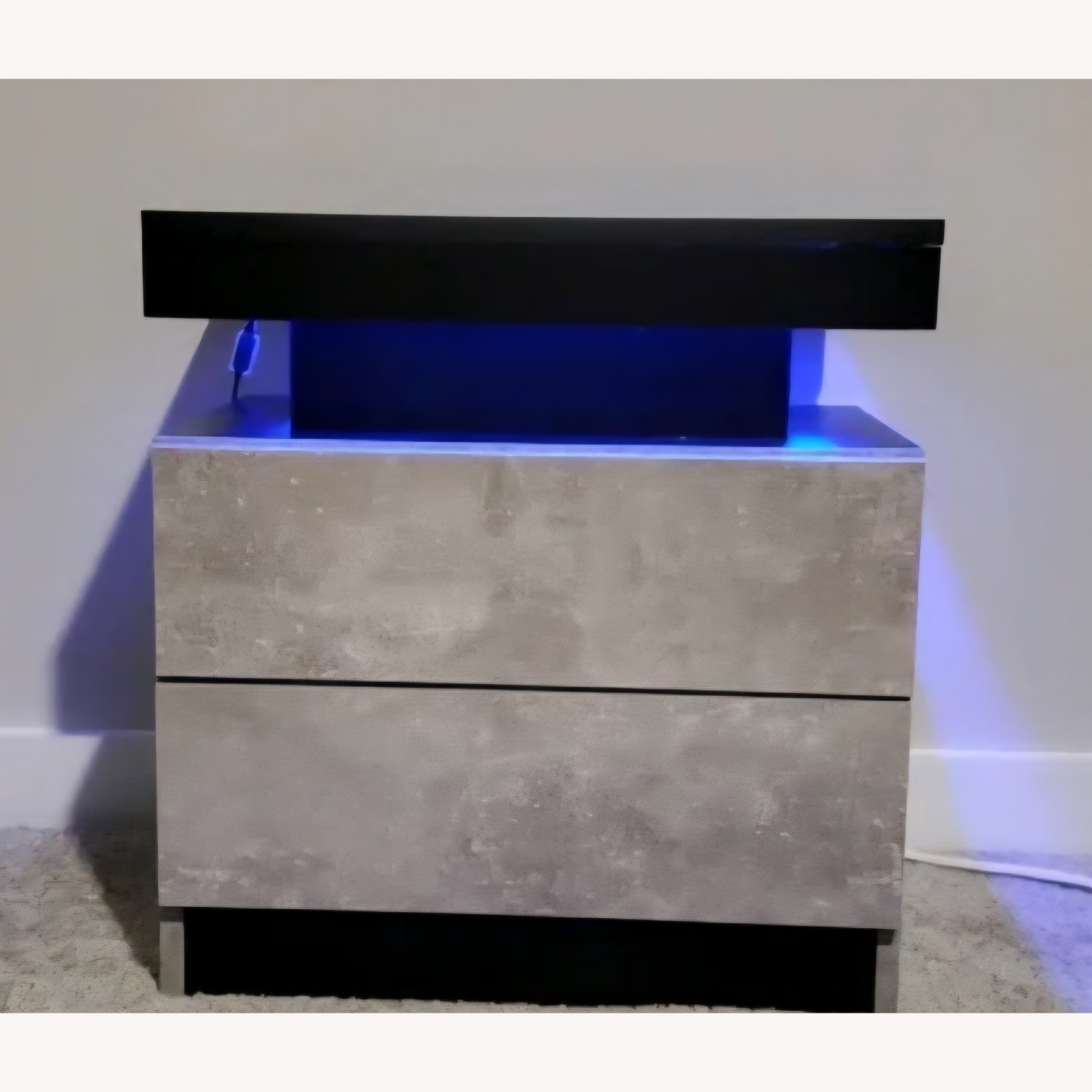 Wrought Iron Light Gray Wood Nightstand - image-2