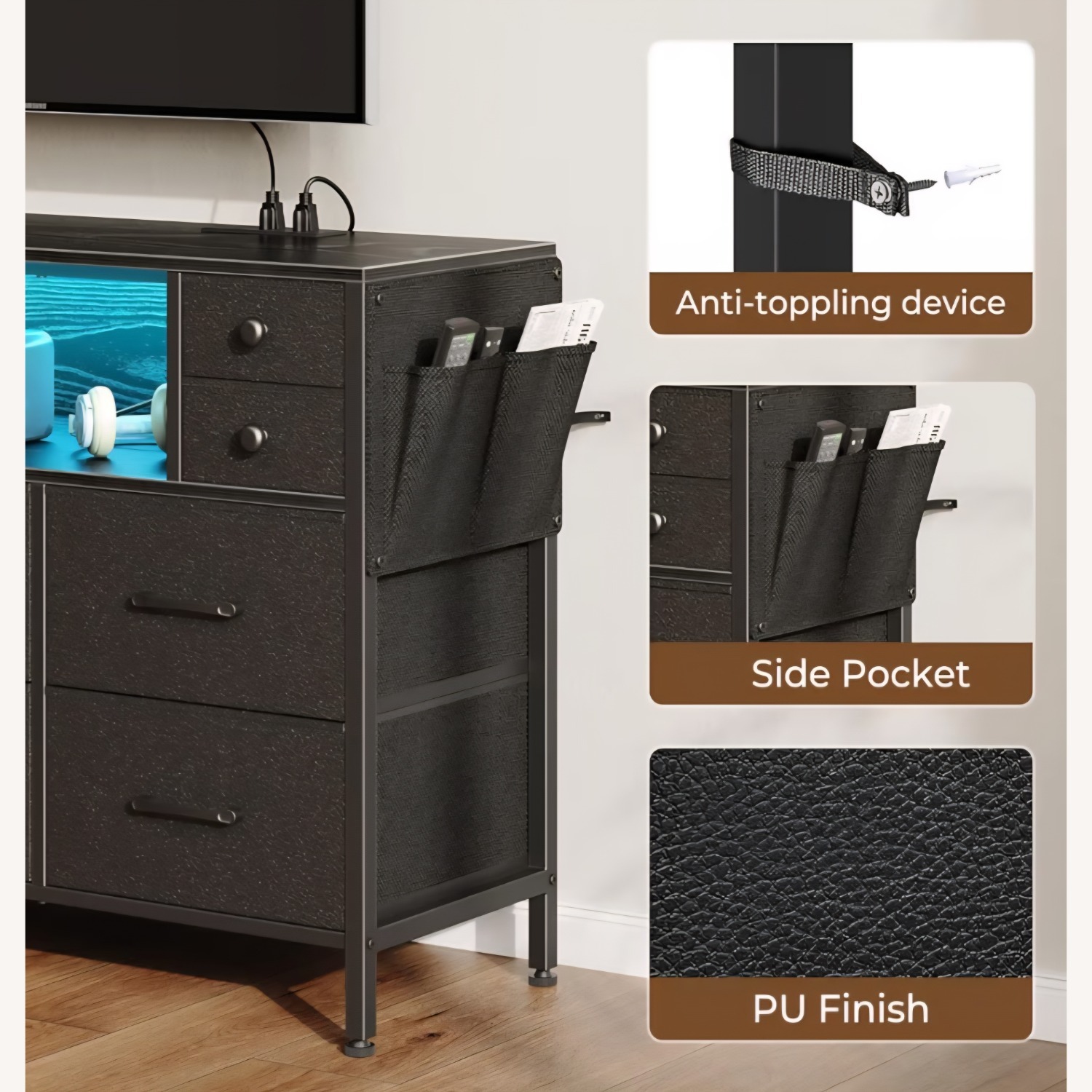 Bed Bath & Beyond Rolanstar Black Wood Dresser - image-3