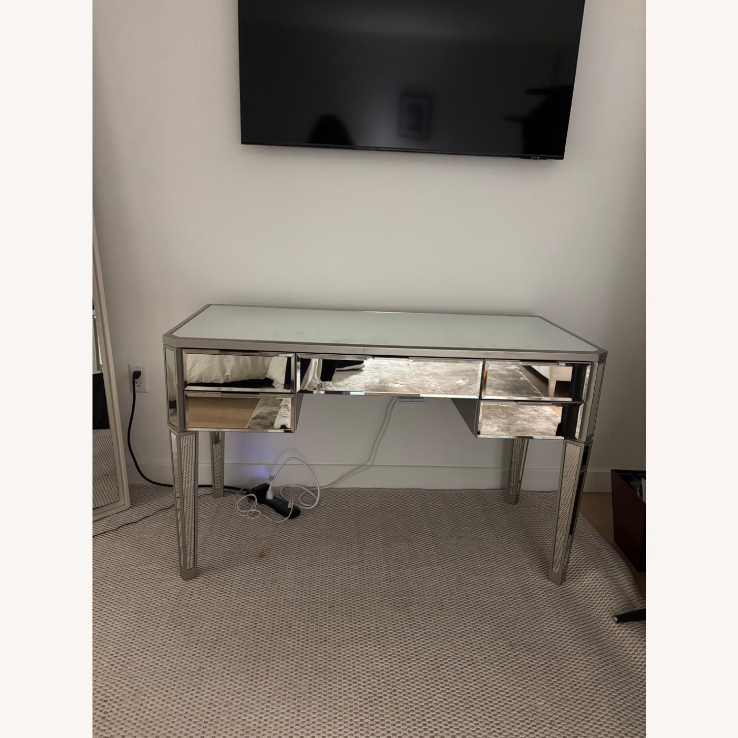 Pottery Barn Teen Mirrored Glass Desk - image-1