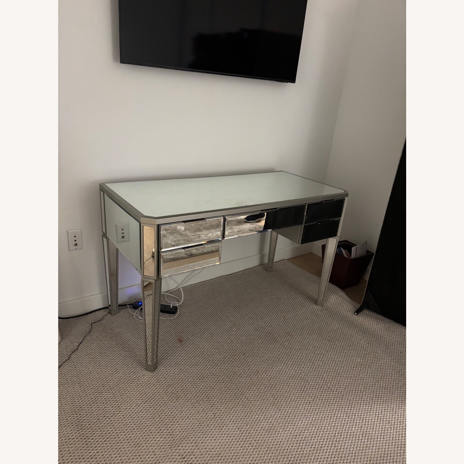 Pottery Barn Teen Mirrored Glass Desk - image-2
