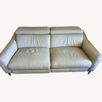  Ivory Faux Leather Reclining Sofa