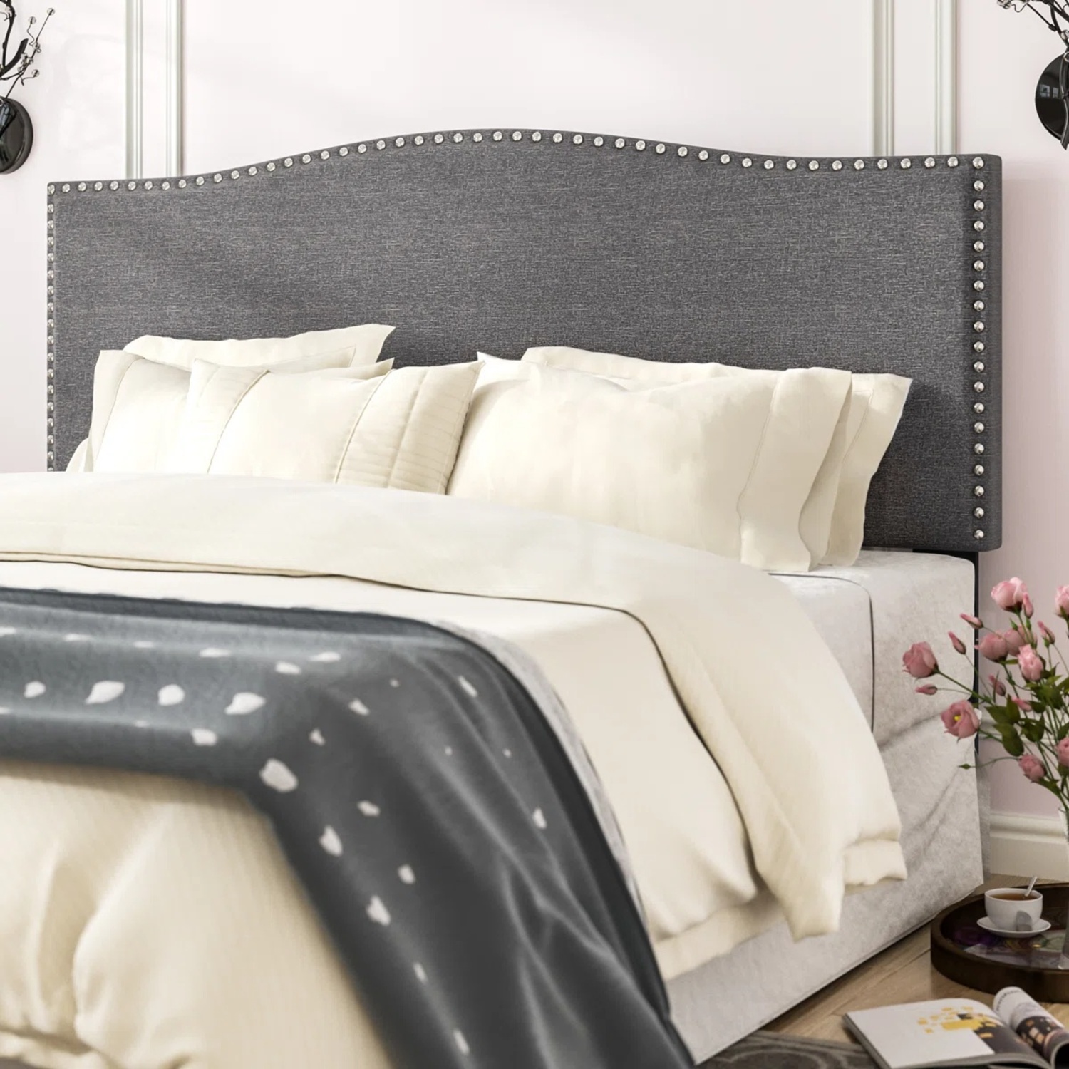 Wayfair Willa Arlo Interiors Light Gray Wood Headboard - image-4