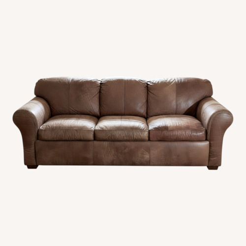 Used Flexsteel Light Brown Leather Sleeper Sofa for sale on AptDeco