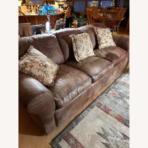 Used Flexsteel Light Brown Leather Sleeper Sofa for sale on AptDeco