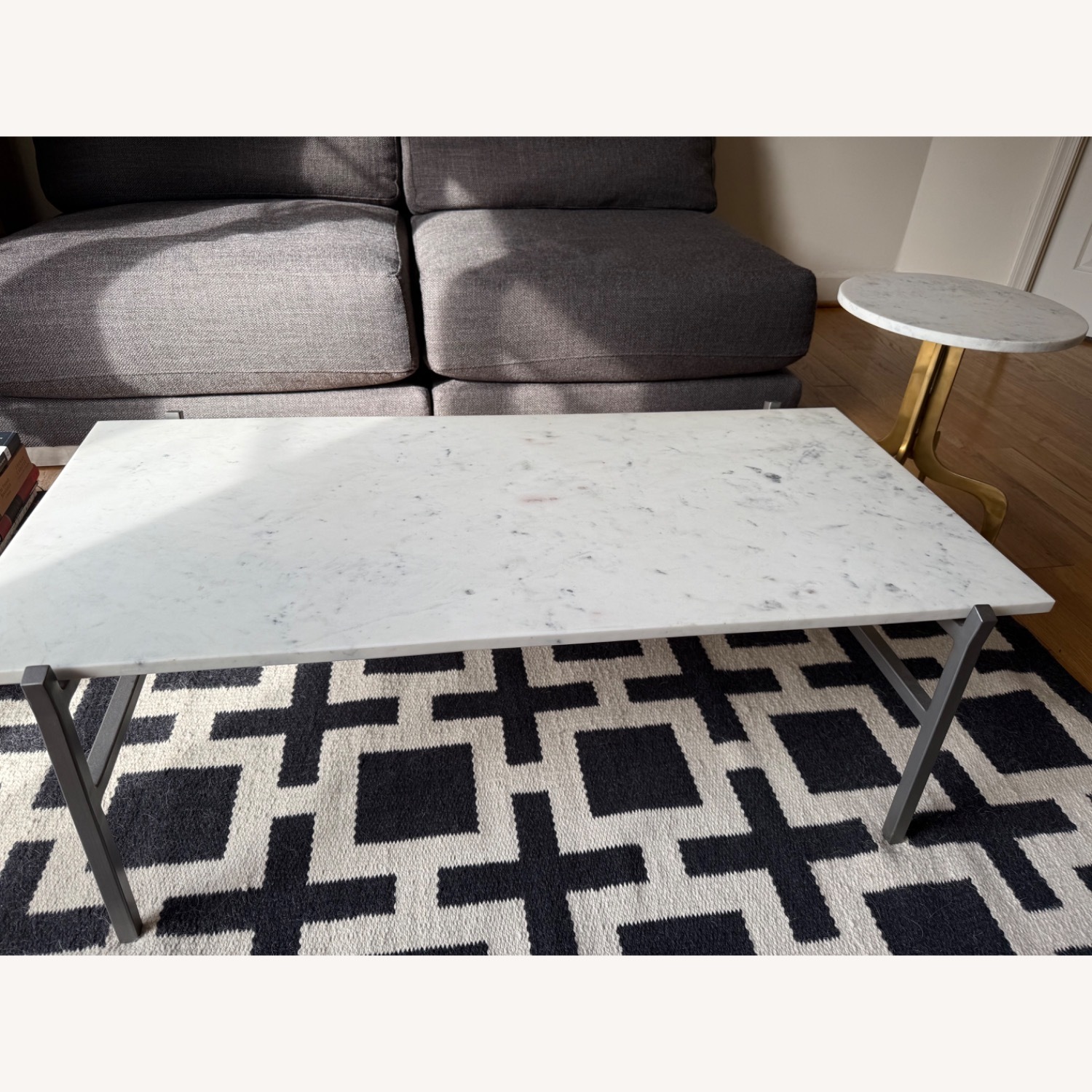 CB2 Slab White Marble Top Coffee Table  - image-1