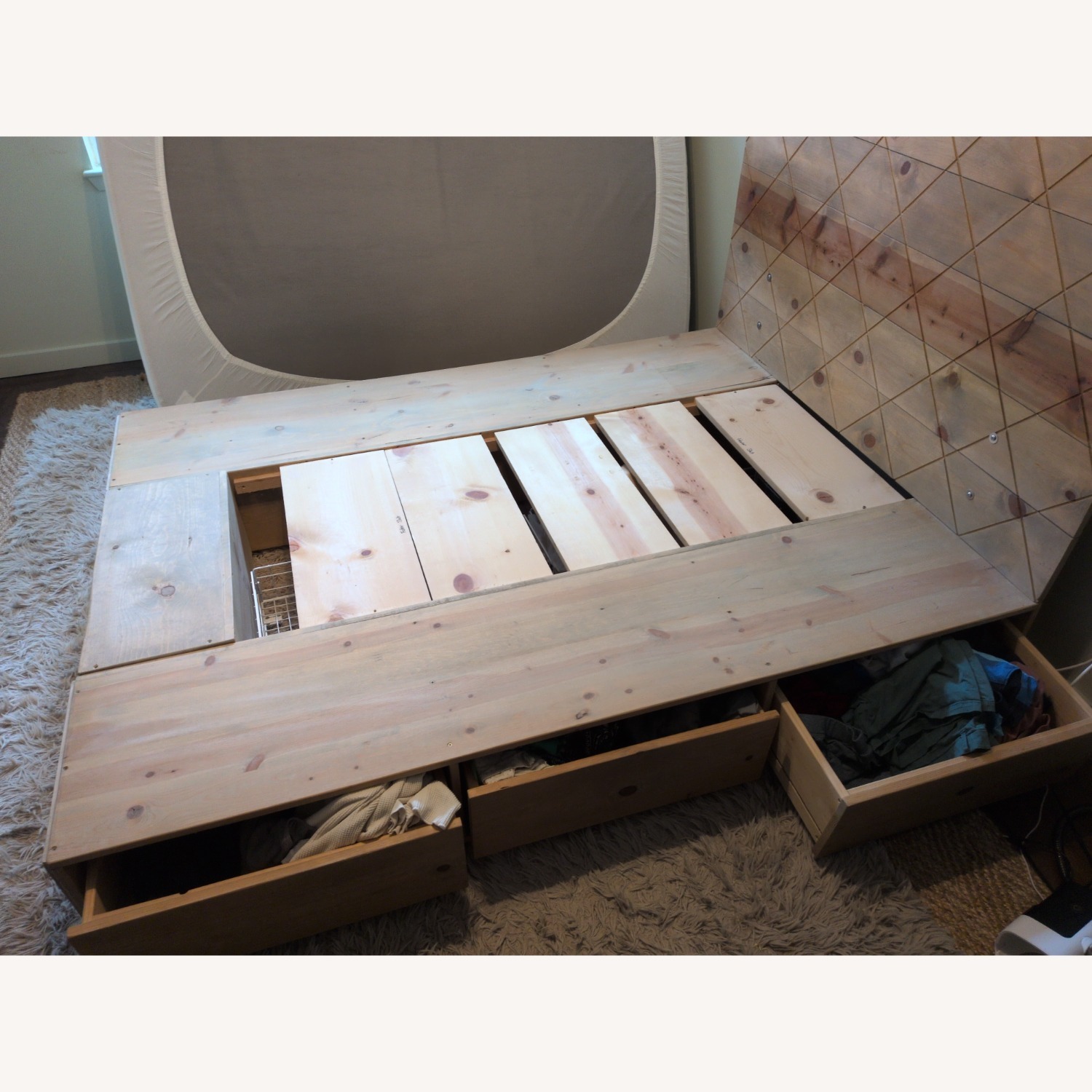 Handmade Natural Wood Queen Bed With Headboard - image-3