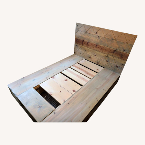 Used Handmade Natural Wood Queen Bed With Headboard for sale on AptDeco