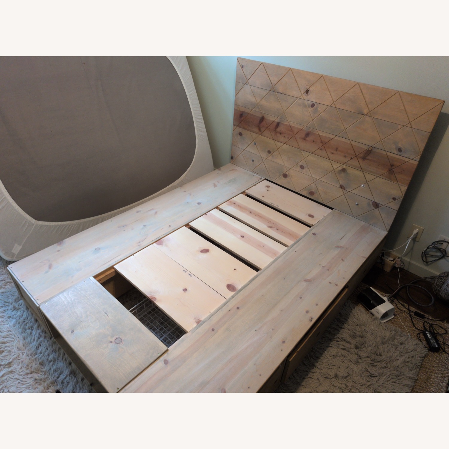 Handmade Natural Wood Queen Bed With Headboard - image-2