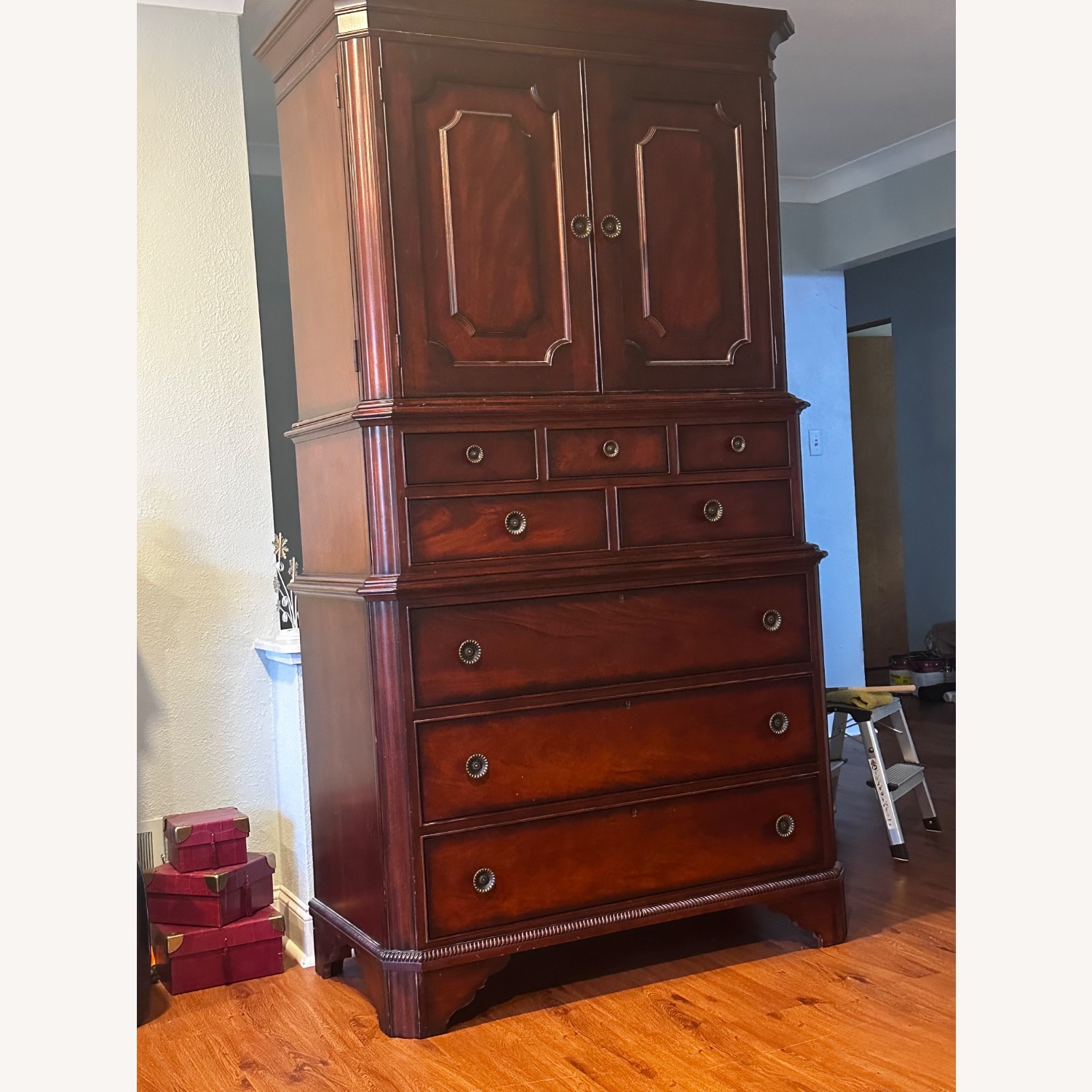 Walter E. Smithe Dark Brown Wood Armoire - image-2