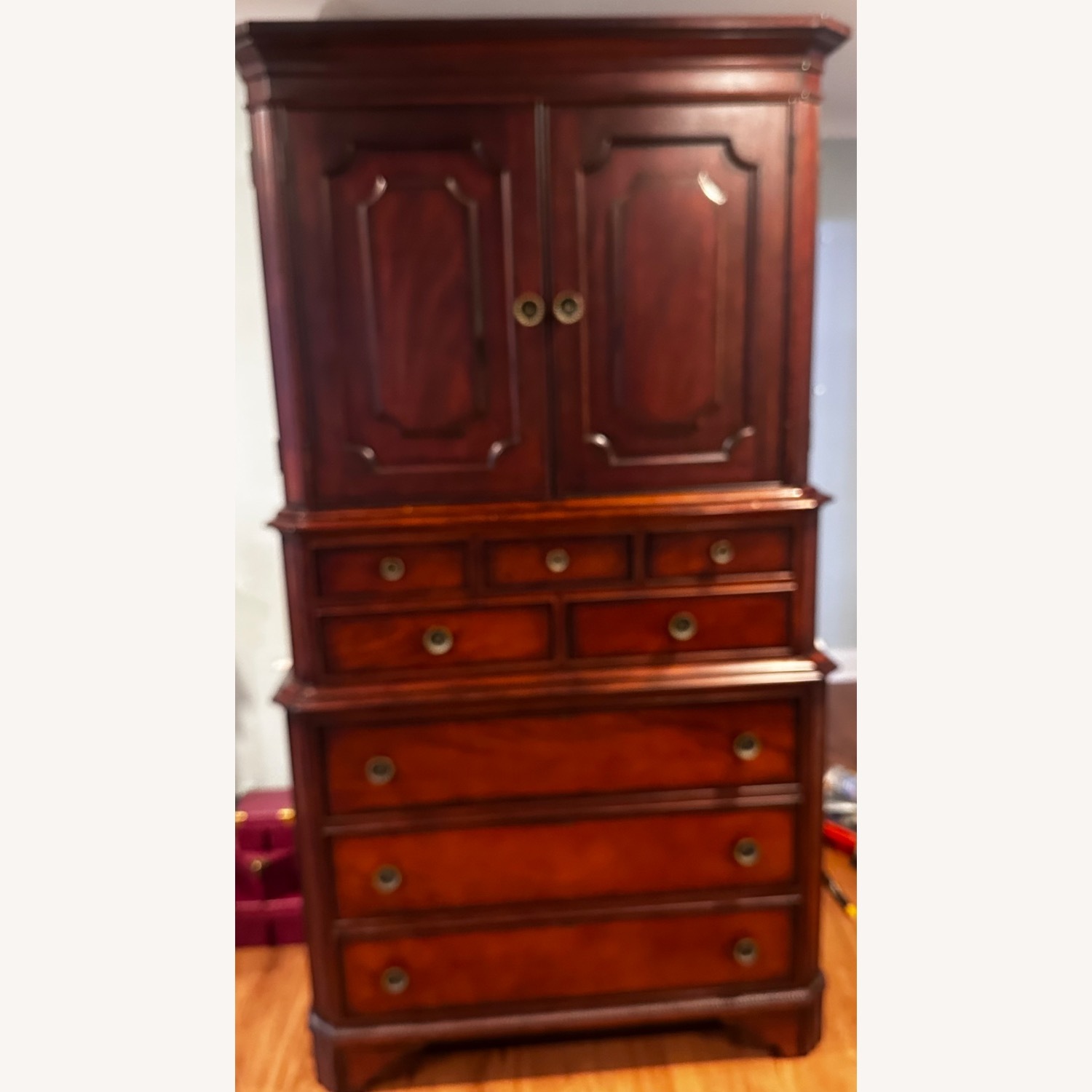 Walter E. Smithe Dark Brown Wood Armoire - image-1