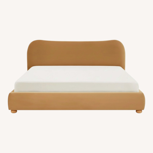 Used All Modern Light Brown Boucle Queen Bed for sale on AptDeco