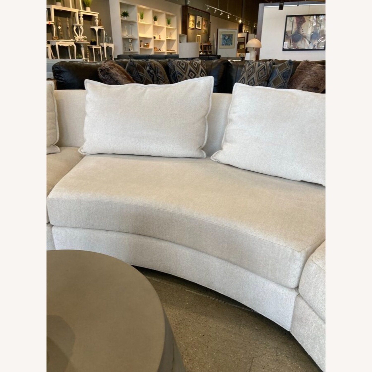 Custom Chenille Curved 3pc Sectional Cream  - image-14
