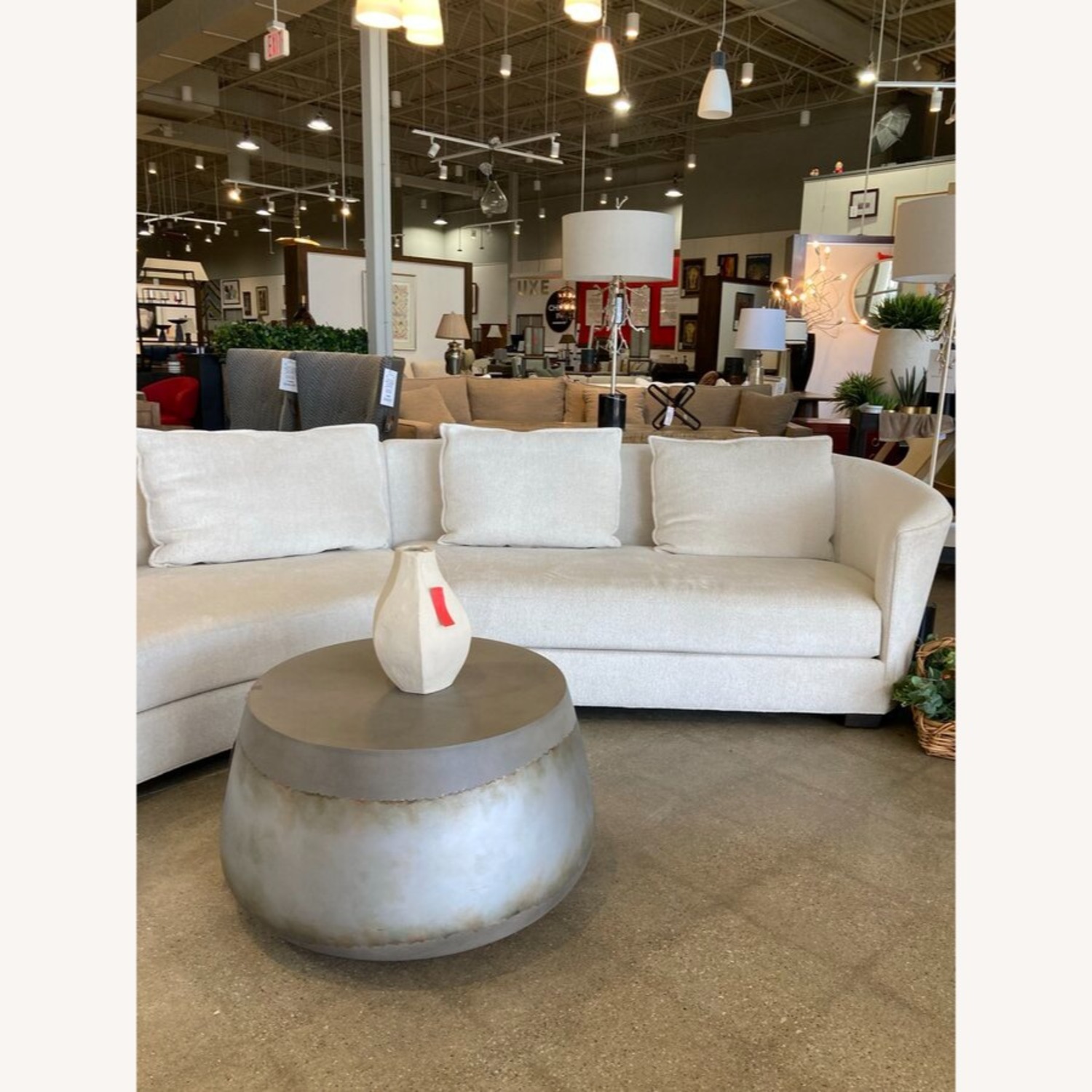 Custom Chenille Curved 3pc Sectional Cream  - image-3