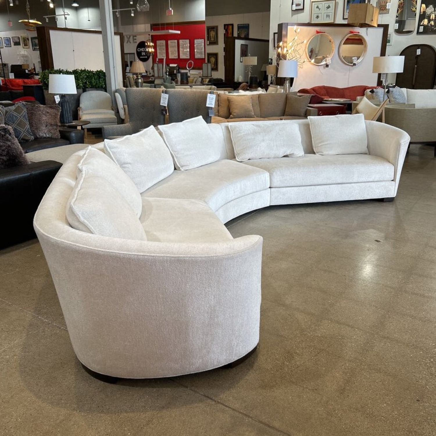 Custom Chenille Curved 3pc Sectional Cream  - image-8