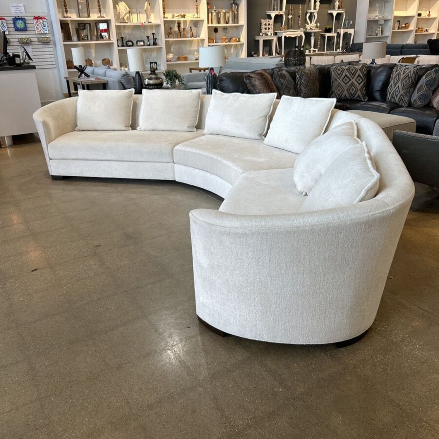 Custom Chenille Curved 3pc Sectional Cream  - image-6