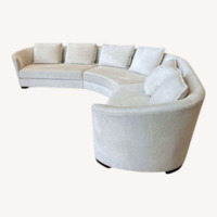 Custom Chenille Curved 3pc Sectional Cream 