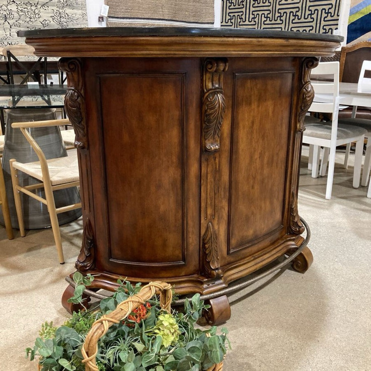 Eastern Legends Marble Top Demilune Bar - image-3