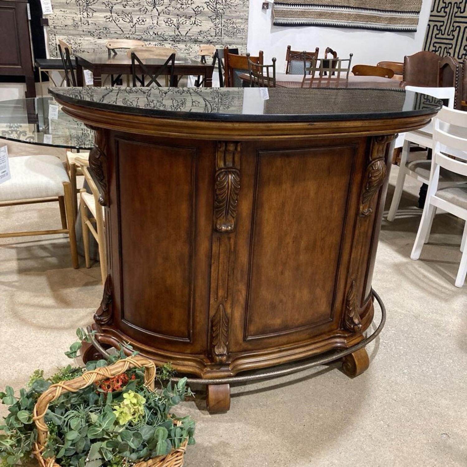 Eastern Legends Marble Top Demilune Bar - image-2