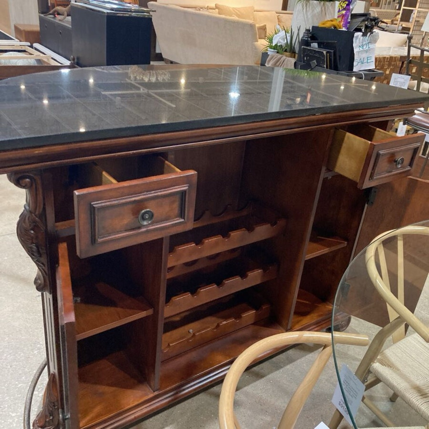 Eastern Legends Marble Top Demilune Bar - image-9